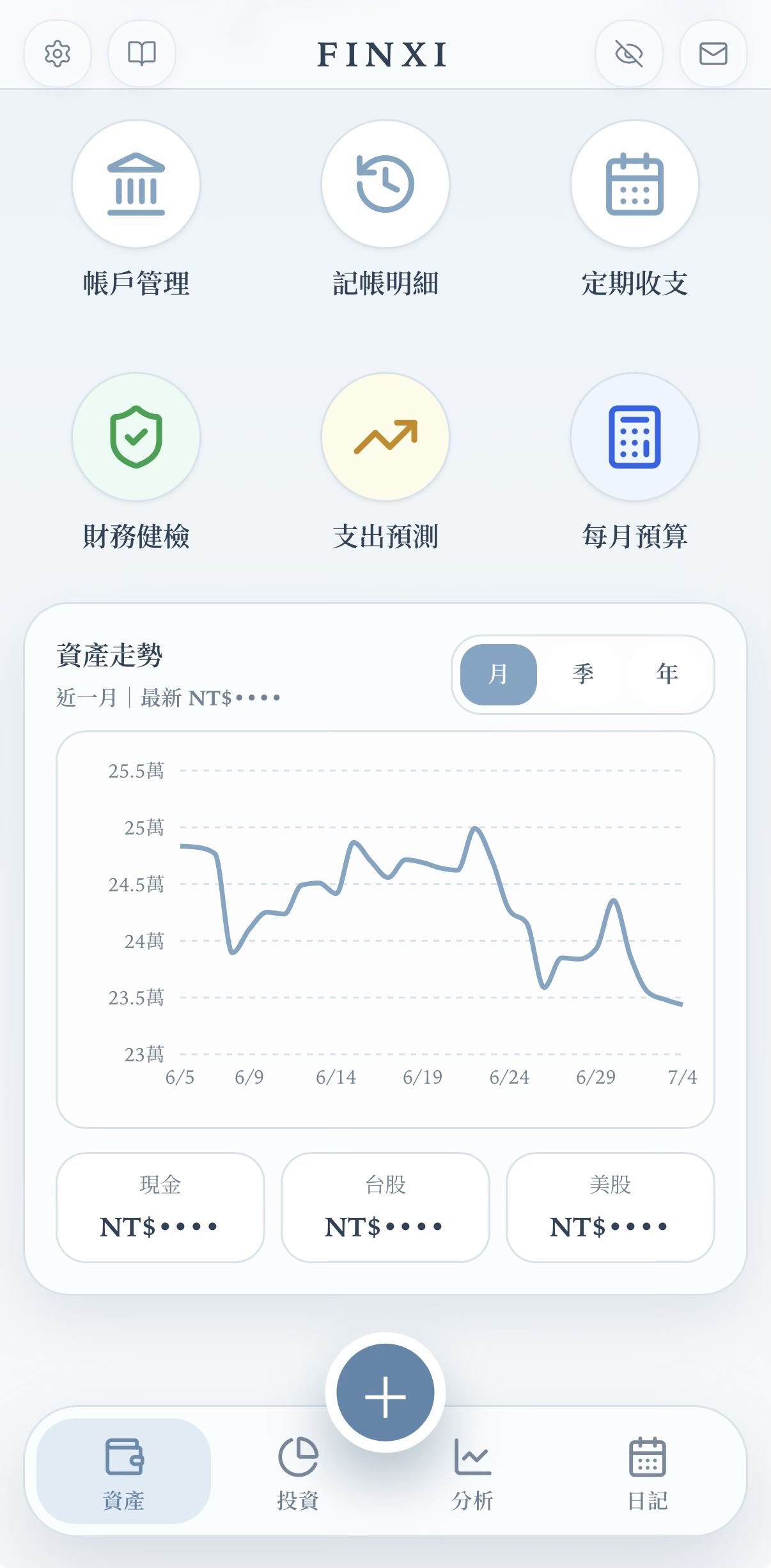 FINXI 資產功能入口